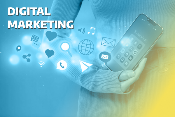 Digital marketing image with analytics, social media icons, or campaign strategy visuals.