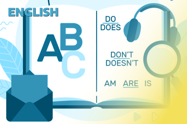 English course image showing books, reading, or language learning materials.